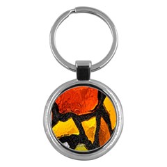 Colorful Glass Mosaic Art And Abstract Wall Background Key Chains (round)  by Amaryn4rt