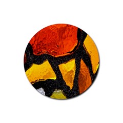 Colorful Glass Mosaic Art And Abstract Wall Background Rubber Round Coaster (4 Pack)  by Amaryn4rt