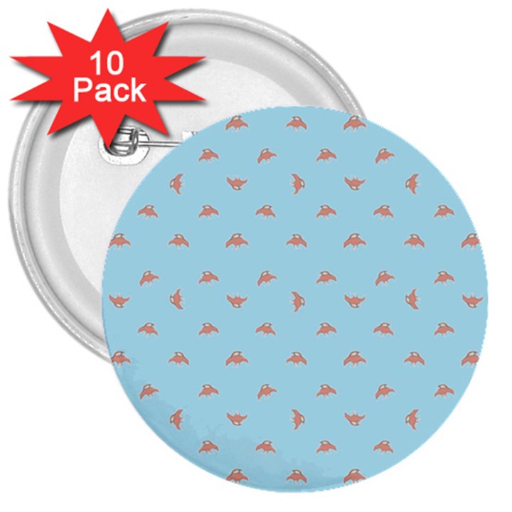 Spaceship Cartoon Pattern Drawing 3  Buttons (10 pack) 