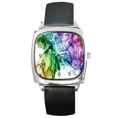 Colour Smoke Rainbow Color Design Square Metal Watch by Amaryn4rt