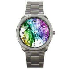 Colour Smoke Rainbow Color Design Sport Metal Watch by Amaryn4rt