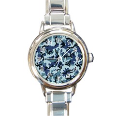 Navy Camouflage Round Italian Charm Watch by sifis