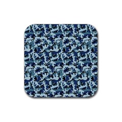 Navy Camouflage Rubber Coaster (square)  by sifis