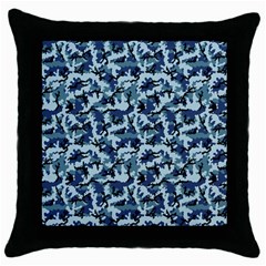 Navy Camouflage Throw Pillow Case (black) by sifis