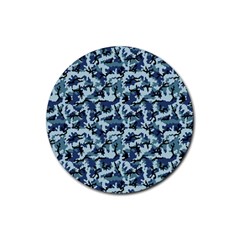 Navy Camouflage Rubber Round Coaster (4 Pack) 