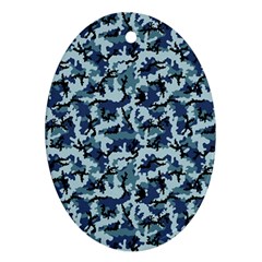 Navy Camouflage Oval Ornament (two Sides) by sifis