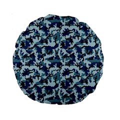 Navy Camouflage Standard 15  Premium Round Cushions by sifis