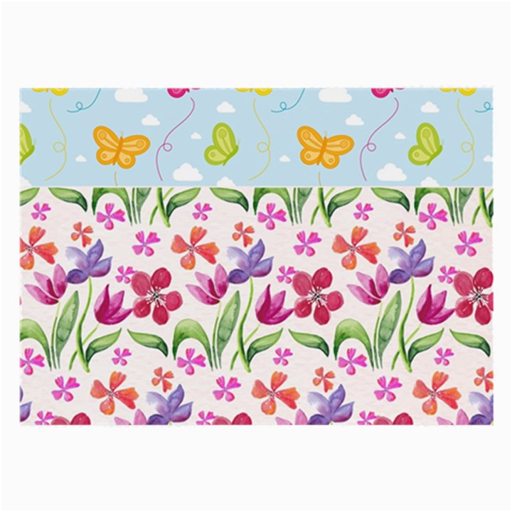 Watercolor flowers and butterflies pattern Large Glasses Cloth