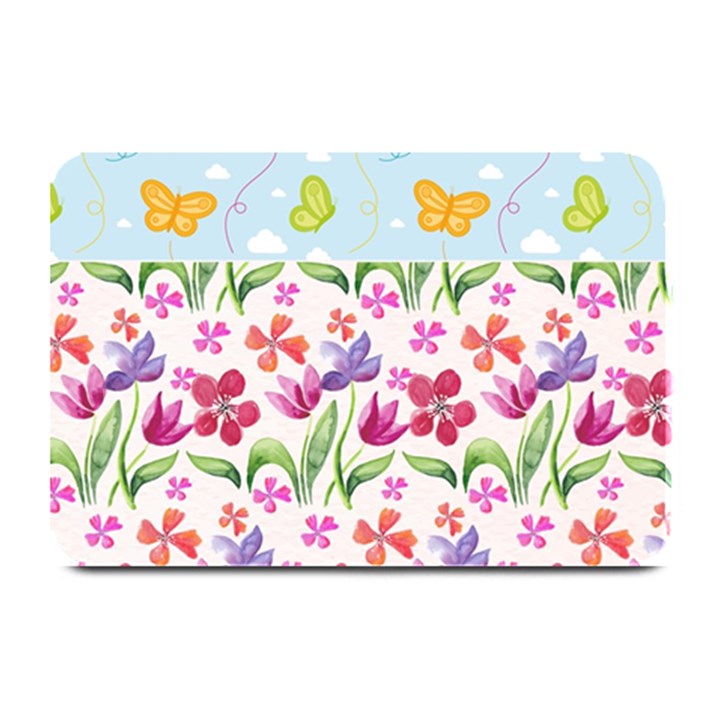 Watercolor flowers and butterflies pattern Plate Mats