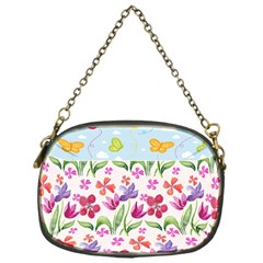 Watercolor flowers and butterflies pattern Chain Purses (One Side) 