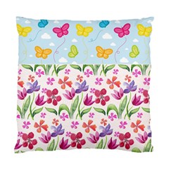 Watercolor flowers and butterflies pattern Standard Cushion Case (Two Sides)