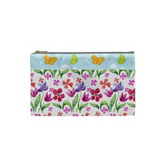 Watercolor flowers and butterflies pattern Cosmetic Bag (Small) 