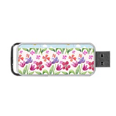 Watercolor flowers and butterflies pattern Portable USB Flash (One Side)