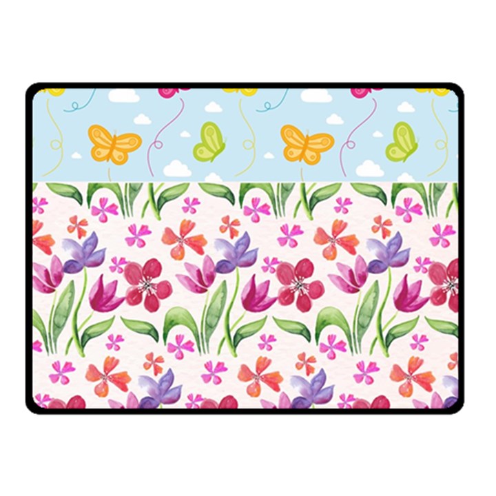 Watercolor flowers and butterflies pattern Double Sided Fleece Blanket (Small) 