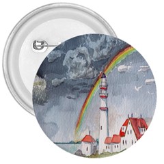 Watercolour Lighthouse Rainbow 3  Buttons by Amaryn4rt