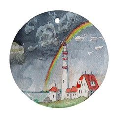 Watercolour Lighthouse Rainbow Ornament (round) by Amaryn4rt