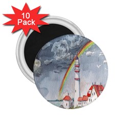 Watercolour Lighthouse Rainbow 2 25  Magnets (10 Pack)  by Amaryn4rt