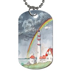 Watercolour Lighthouse Rainbow Dog Tag (one Side) by Amaryn4rt