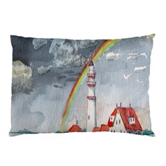 Watercolour Lighthouse Rainbow Pillow Case by Amaryn4rt