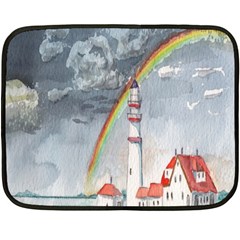 Watercolour Lighthouse Rainbow Double Sided Fleece Blanket (mini)  by Amaryn4rt