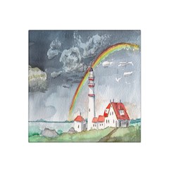 Watercolour Lighthouse Rainbow Satin Bandana Scarf by Amaryn4rt