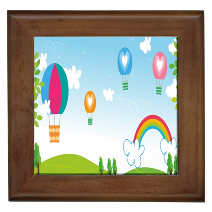 Landscape Sky Rainbow Garden Framed Tiles