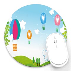 Landscape Sky Rainbow Garden Round Mousepads by Amaryn4rt