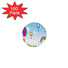 Landscape Sky Rainbow Garden 1  Mini Buttons (100 Pack)  by Amaryn4rt