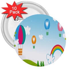 Landscape Sky Rainbow Garden 3  Buttons (10 Pack)  by Amaryn4rt