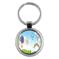 Landscape Sky Rainbow Garden Key Chains (round)  by Amaryn4rt