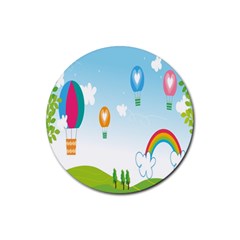 Landscape Sky Rainbow Garden Rubber Coaster (round)  by Amaryn4rt