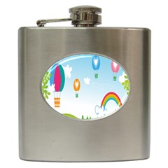 Landscape Sky Rainbow Garden Hip Flask (6 Oz) by Amaryn4rt