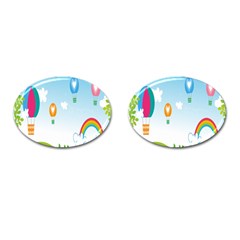 Landscape Sky Rainbow Garden Cufflinks (oval) by Amaryn4rt