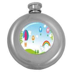 Landscape Sky Rainbow Garden Round Hip Flask (5 Oz) by Amaryn4rt