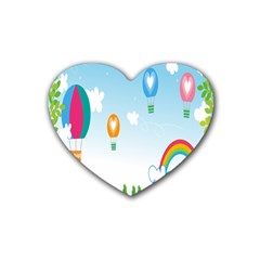 Landscape Sky Rainbow Garden Rubber Coaster (heart)  by Amaryn4rt