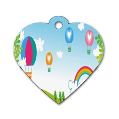 Landscape Sky Rainbow Garden Dog Tag Heart (two Sides) by Amaryn4rt