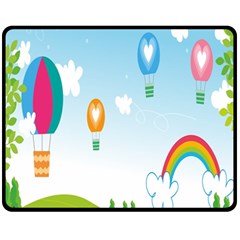 Landscape Sky Rainbow Garden Fleece Blanket (medium)  by Amaryn4rt