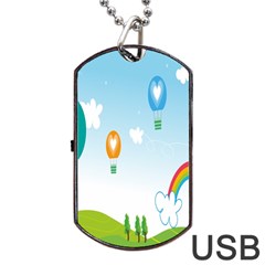 Landscape Sky Rainbow Garden Dog Tag Usb Flash (two Sides) by Amaryn4rt