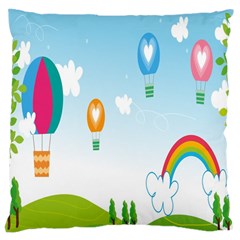 Landscape Sky Rainbow Garden Large Cushion Case (one Side) by Amaryn4rt