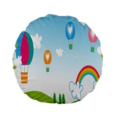 Landscape Sky Rainbow Garden Standard 15  Premium Round Cushions by Amaryn4rt