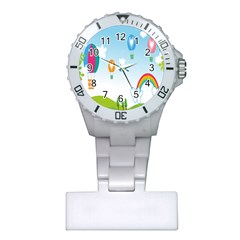 Landscape Sky Rainbow Garden Plastic Nurses Watch by Amaryn4rt