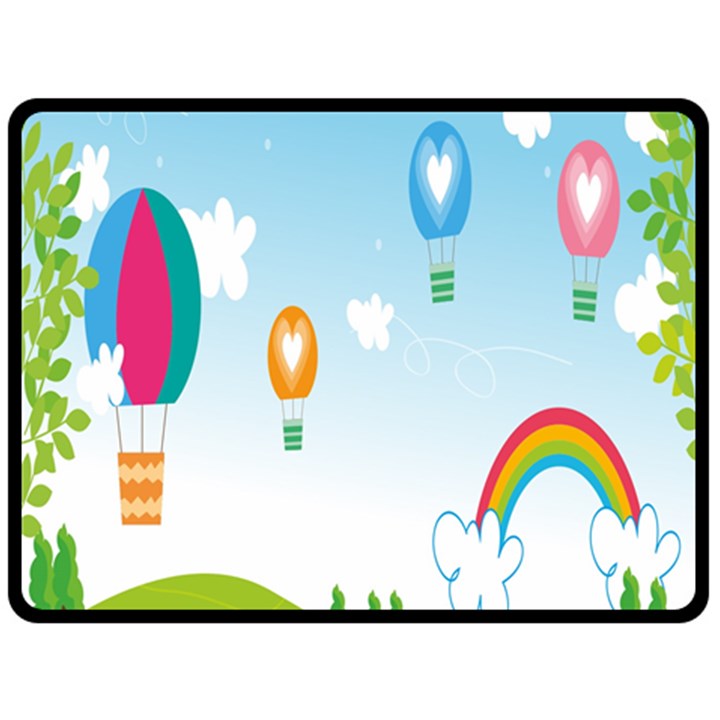 Landscape Sky Rainbow Garden Double Sided Fleece Blanket (Large) 