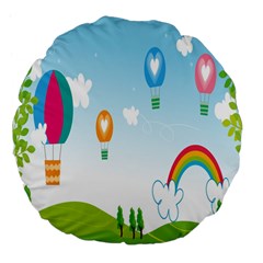 Landscape Sky Rainbow Garden Large 18  Premium Flano Round Cushions by Amaryn4rt