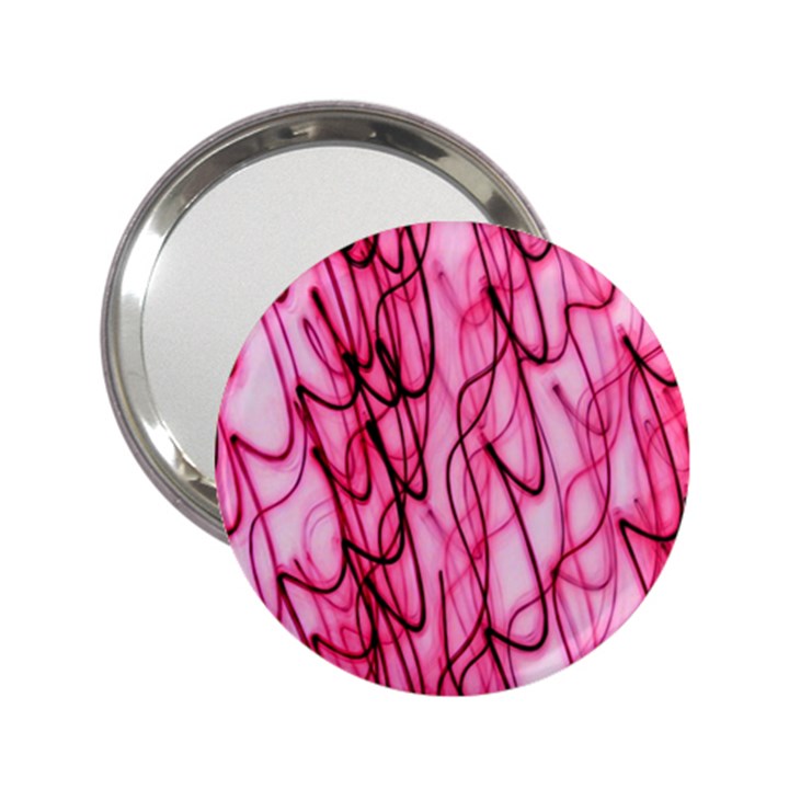 An Unusual Background Photo Of Black Swirls On Pink And Magenta 2.25  Handbag Mirrors