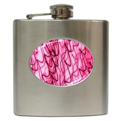 An Unusual Background Photo Of Black Swirls On Pink And Magenta Hip Flask (6 Oz) by Amaryn4rt