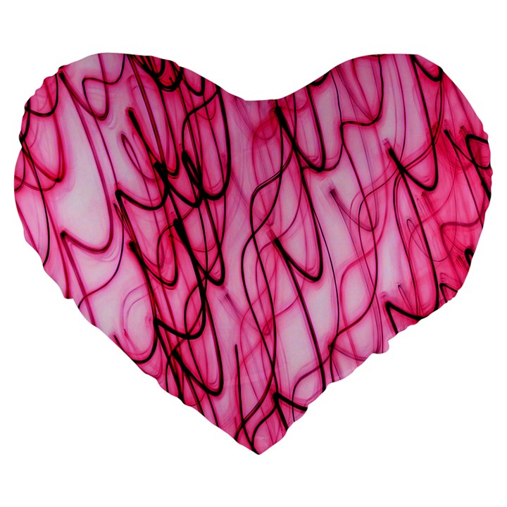 An Unusual Background Photo Of Black Swirls On Pink And Magenta Large 19  Premium Heart Shape Cushions