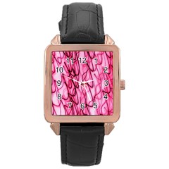 An Unusual Background Photo Of Black Swirls On Pink And Magenta Rose Gold Leather Watch  by Amaryn4rt