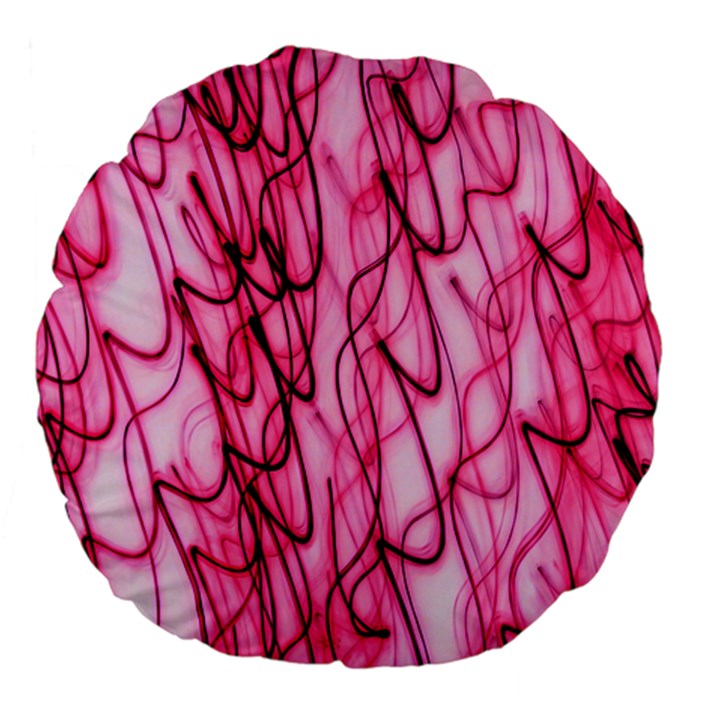 An Unusual Background Photo Of Black Swirls On Pink And Magenta Large 18  Premium Flano Round Cushions