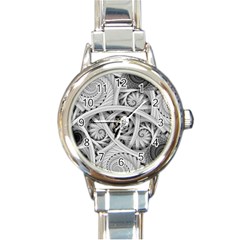 Fractal Wallpaper Black N White Chaos Round Italian Charm Watch by Amaryn4rt