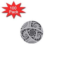 Fractal Wallpaper Black N White Chaos 1  Mini Buttons (100 Pack)  by Amaryn4rt